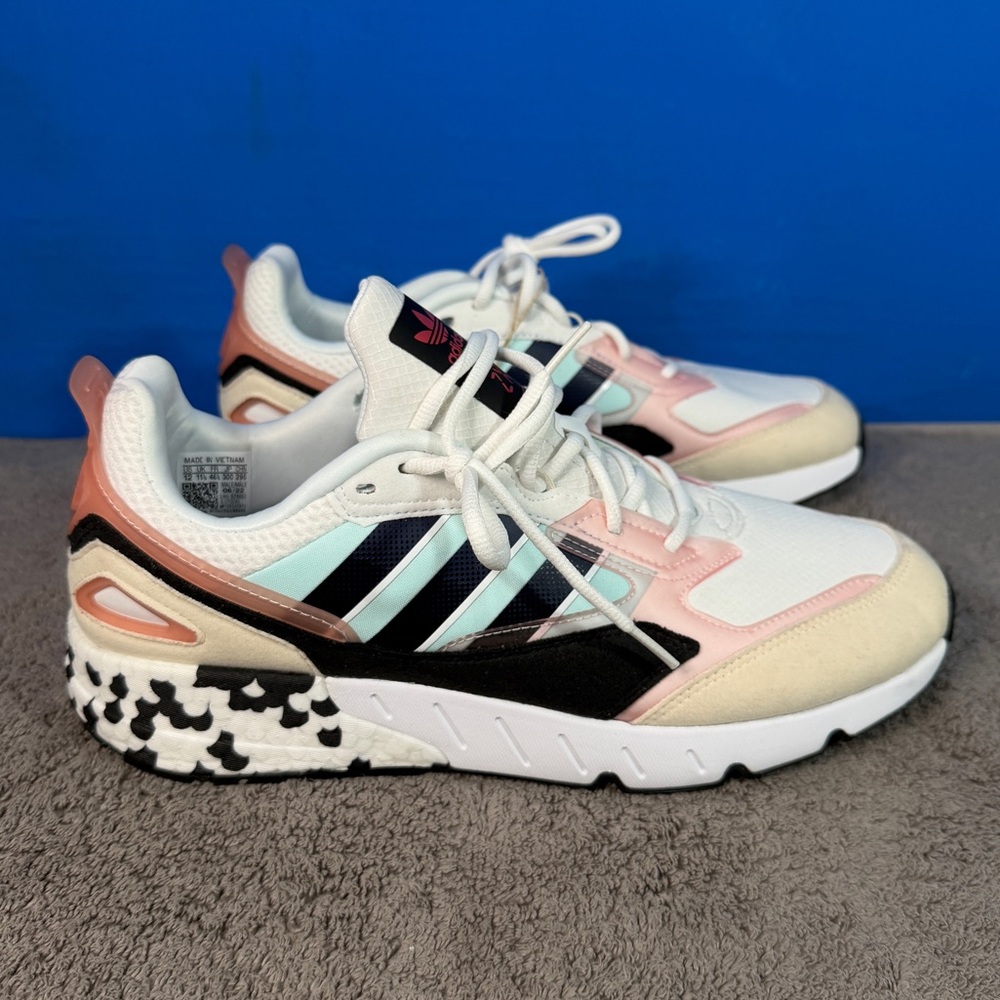 adidas Mens Sneakers in White, Pink, Mint & Black